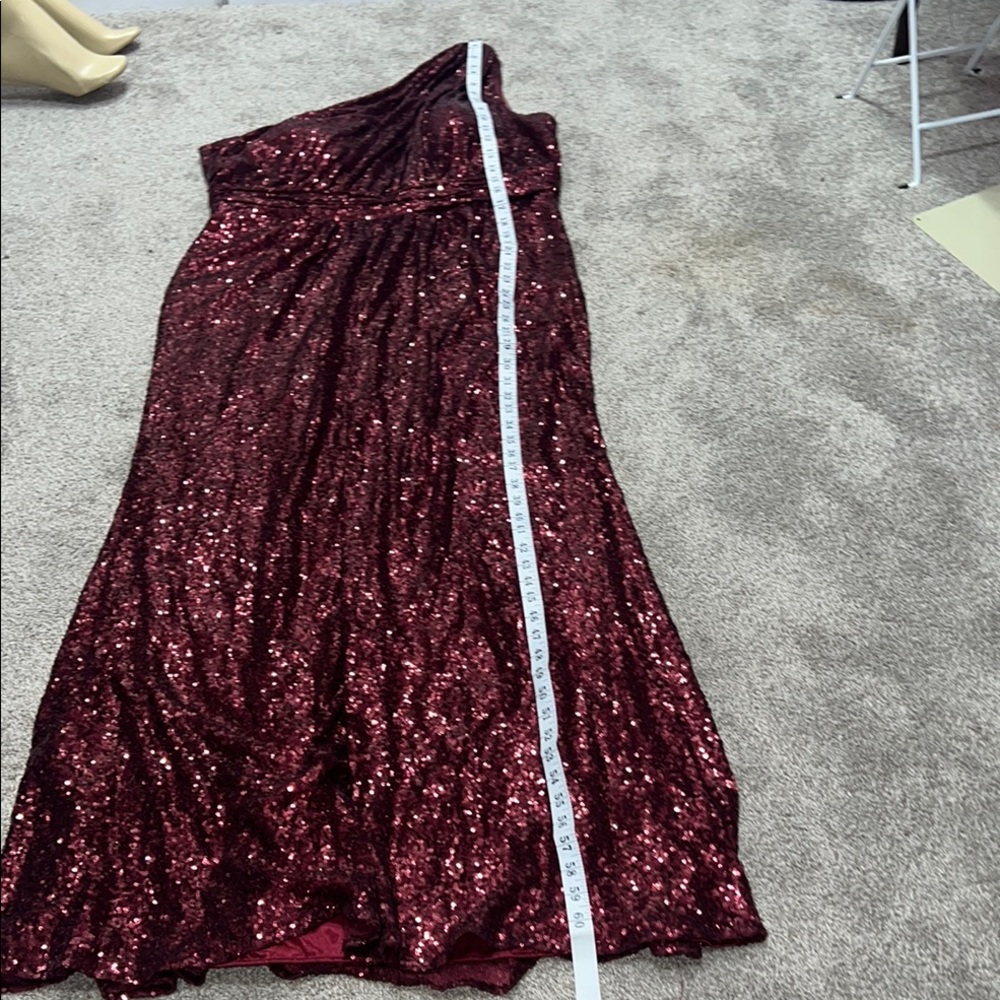 Revelry Red long deep evening dress One Shoulder SequiGown for Weddings zs 22 - Picture 11 of 16